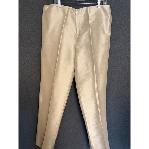Linda Allard Ellen Tracy 100% Silk Pant Suit Champagne Gold Metallic 2pc Set 16 - Picture 13 of 16